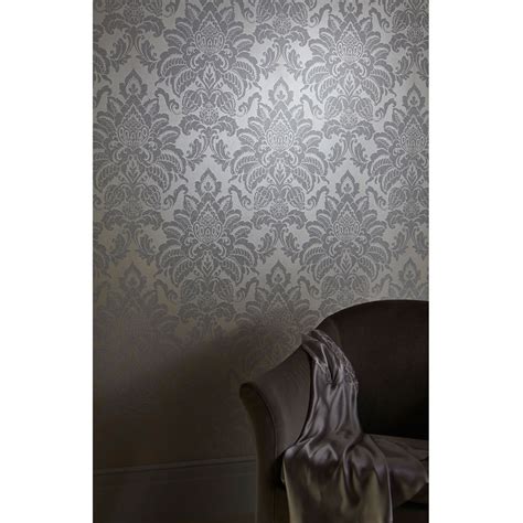 Arthouse Glisten Damask Platinum Wallpaper
