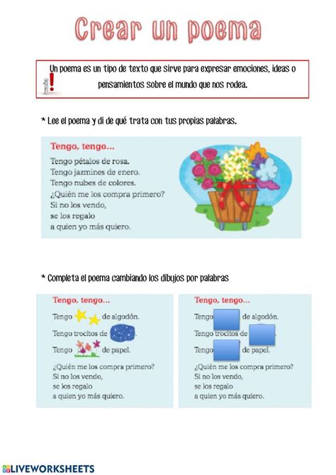 Crear Un Poema Worksheet School