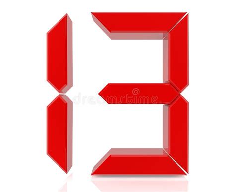 Red Digital Numbers 13 On White Background 3d Rendering Stock