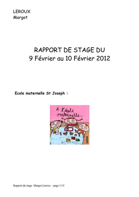 Exemple Rapport De Stage Ecole Maternelle Le Meilleur Exemple Hot Sex