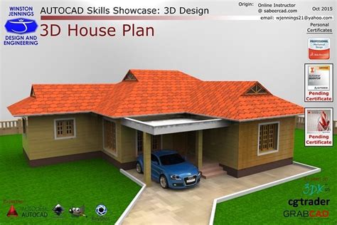 Autocad Skills Showcase 3d House Plan Cgtrader