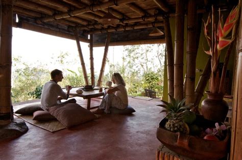 We added some custom pvc privacy gates with outdoor fabric for a little privacy on this open air porch! Open air living in the mountains of Bali - Tropical ...