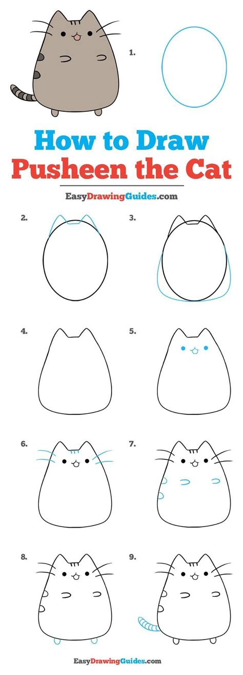 how to draw pusheen the cat really easy drawing tutorial cute easy drawings drawing