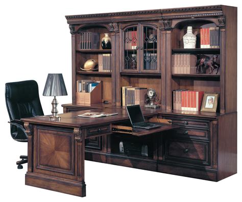 Huntington Office Peninsula Desk Wall Unit 7 Piece Traditional