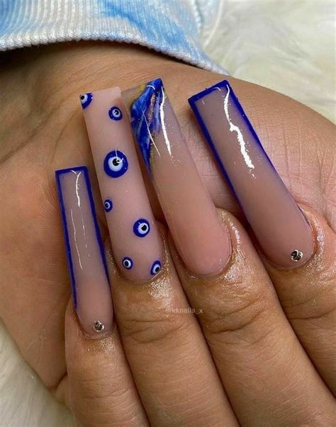 Dontsmokeme Evil Eye Nails Acrylic Nails Coffin Pink Acrylic Nails