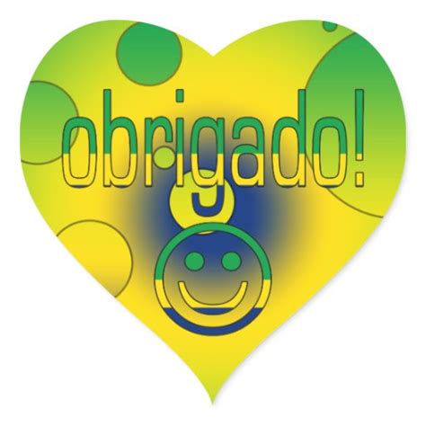 Brazilian Ts Thank You Obrigado Smiley Face Heart Stickers Zazzle
