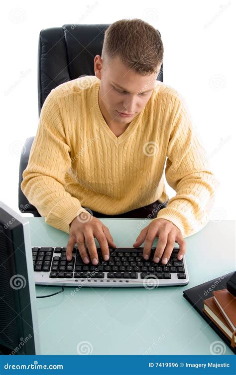 Man Typing Something On Computer Royalty Free Stock Image Image 7419996