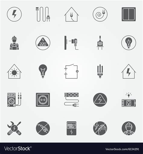 Electricity Icons Set Royalty Free Vector Image