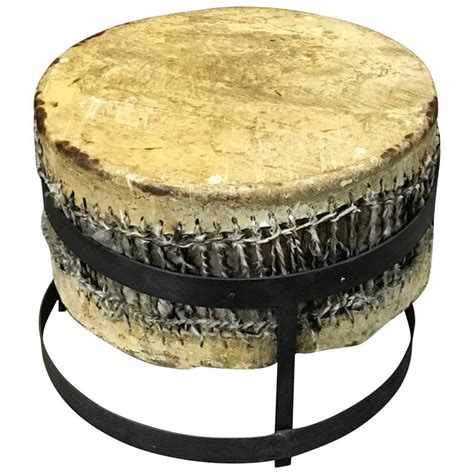 African calf skin drum coffee table. African Drum Coffee Table For Sale at 1stdibs