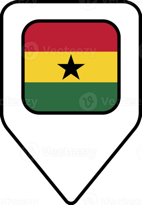 Ghana Flag Map Pin Navigation Icon Square Design 24076368 Png