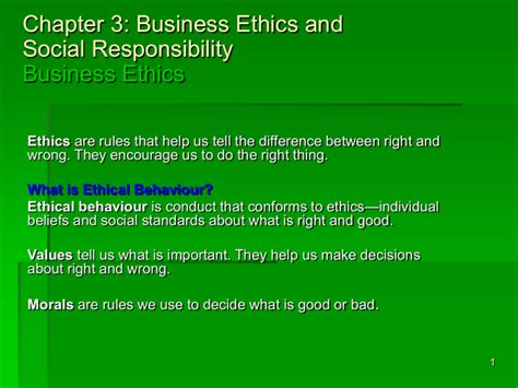 Chapter 3 Business Ethics And Social Responsibility