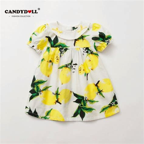 Candydoll Girls Summer Peter Pan Collar Dress 2018 New Cotton Short