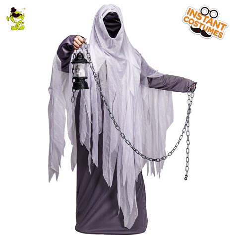 buy halloween men s ghost costume role play with hooded ghost cosplay costume