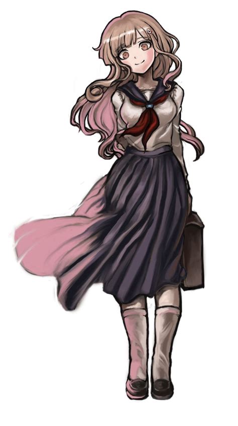 An Anime Girl With Long Hair Wearing A Skirt
