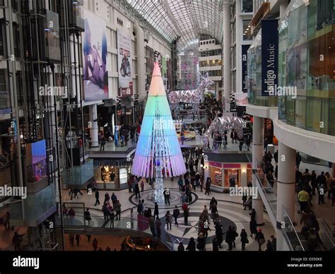 Toronto Eaton Centre Shopping Mall With Christmas Decorations Stock