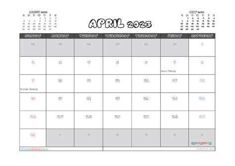 Free April 2023 Calendar Printable Pdf And Image