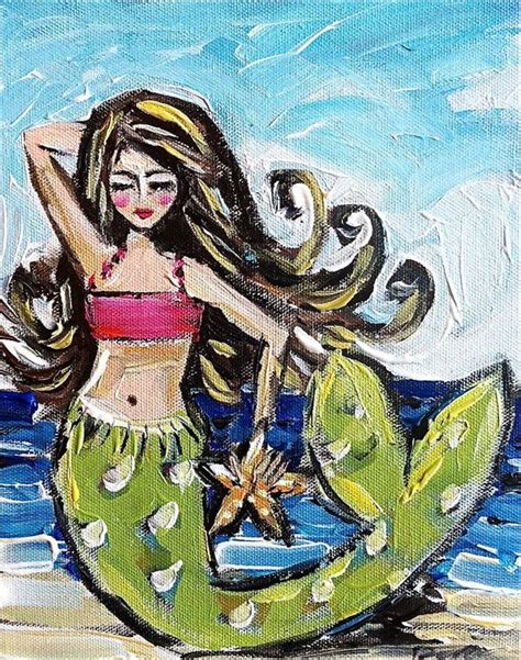 Whimsical Mermaid Painting On Etsy 6500 Mermaid Painting Mermaid