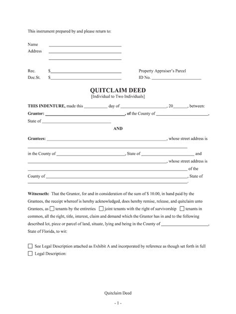 Sample Deed Joint Tenancy With Right Of Survivorship Florida Fill Out