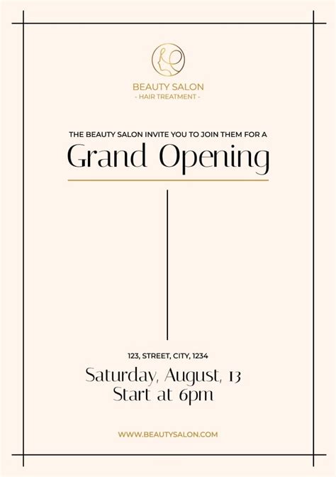 Plantillas De Elegant Minimalist Gold Beauty Salon Grand Opening
