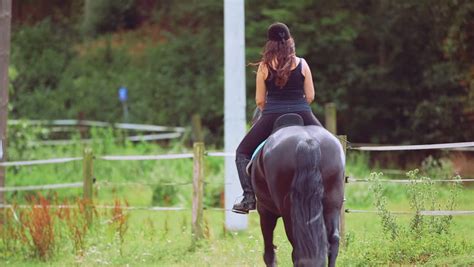 Tradition, culture and competition action as well as conventional and the pony is not exactly at its best. Woman Riding Horse On Ranch. Stock Footage Video (100% Royalty-free) 11267288 | Shutterstock