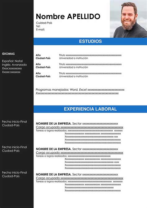 Modelo De Curriculum Vitae Cronológico Word Plantillas CurrÍculum Gratis