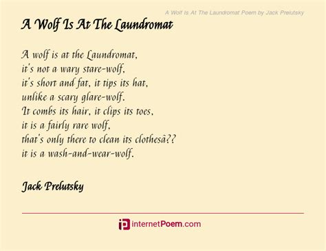 A Wolf Is At The Laundromat Poem By Jack Prelutsky