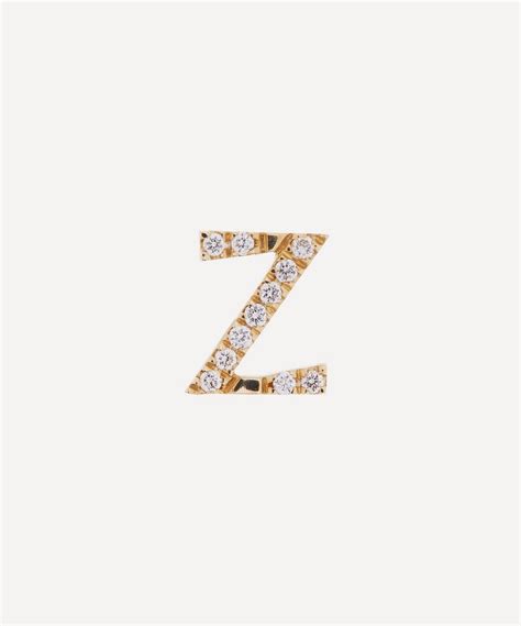 Liberty 9ct Gold Letter Z Diamond Alphabet Single Stud Earring Modesens