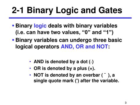 Ppt Chapter 2 Combinational Logic Circuits Binary Logic And Gates