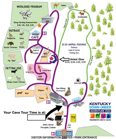 The Map Of Kentucky Down Under Adventure Zoo In Horse Cave