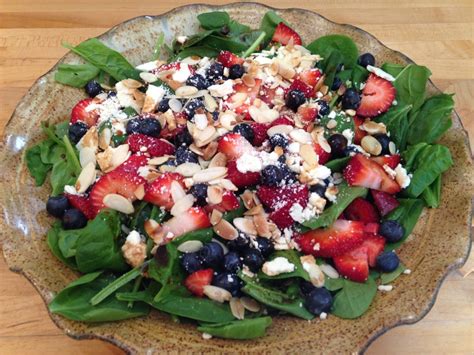 Strawberry And Blueberry Feta Spinach Salad