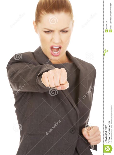 Businesswoman Screaming And Shaking Her Fist Stock Photo Image Of