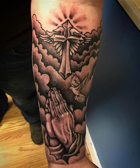 Praying Hands Dove Cross Tattoosformen Cool Forearm Tattoos