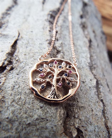 Tree Of Life Pendant Rose Gold Protection Tree Handmade Necklace Gothic