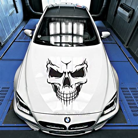 Personalized Car Cover Skull Sticker Suv Body Decal Black White 3d