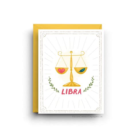 Libra Astrology Card Zodiac Birthday Card Etsy