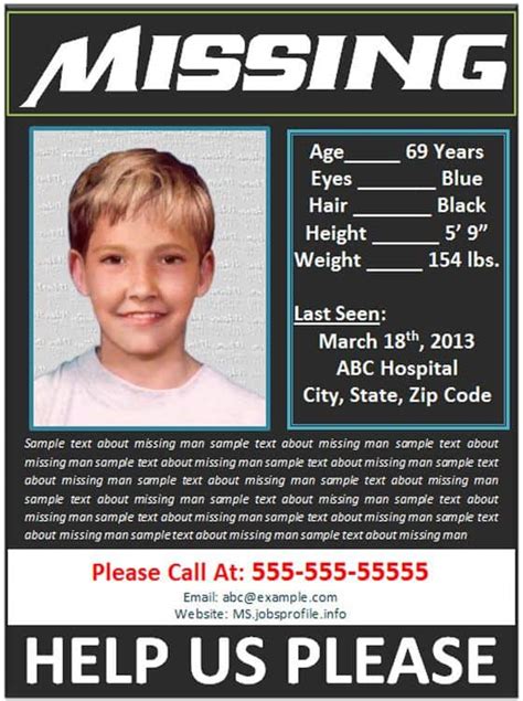 Missing Person Flyer Template