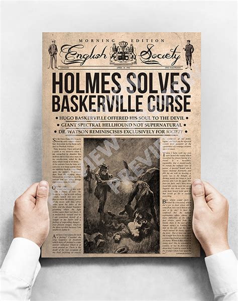 Sherlock Holmes Retro Newspaper The Hound Of The Etsy