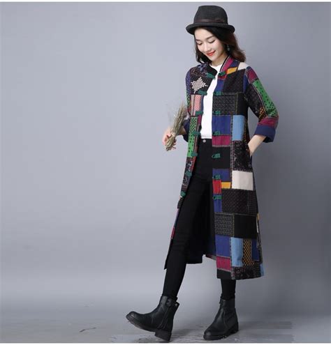 Oto O Invierno Mujer Entic Stand Collar Trench Casual Mujer Patchwork