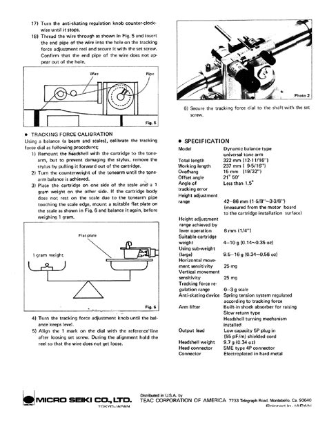 Micro Seiki Ma 505 Dd 40 Dynamic Balance Tonamrm Sm Service Manual