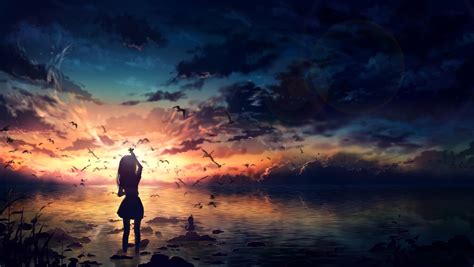 1360x768 Resolution Anime Sunset Hd Digital Cool Desktop Laptop Hd