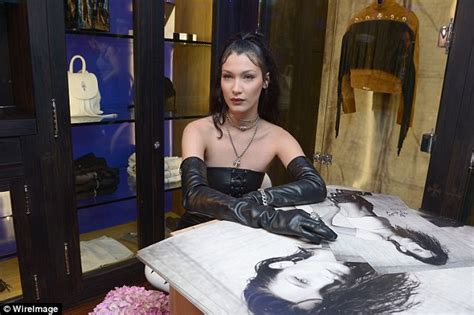 Bella Hadid Wears Dominatrix Leather Dress In Paris Daily Mail Online