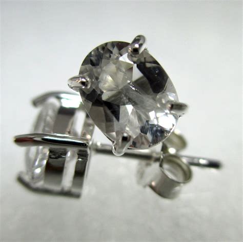 6 X 8 Mm Faceted Oval Herkimer Diamond Stud Earrings Etsy