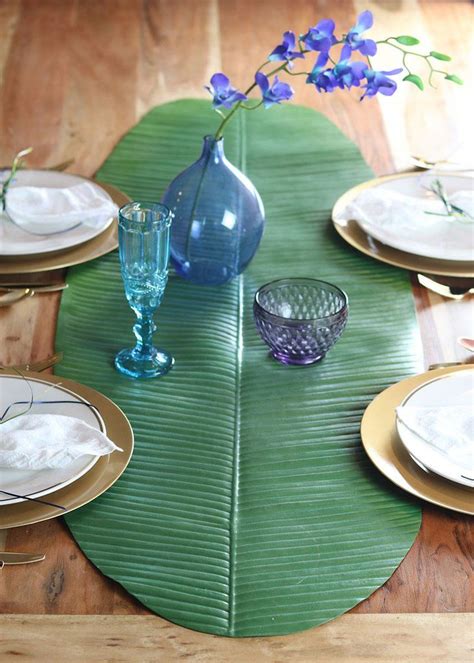 Artificial Banana Leaf Table Runner In Dark Green4 X 175 Leaf