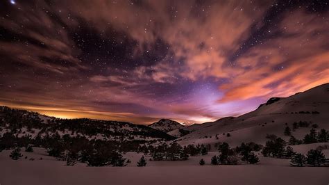 Online Crop Hd Wallpaper Starry Night Winter Night Sky Snowy