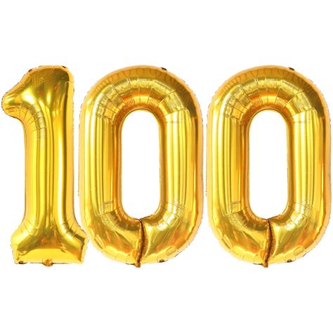 Large Gold 100 Balloon Number Set 40 Inch 100th Birthday Decorations
