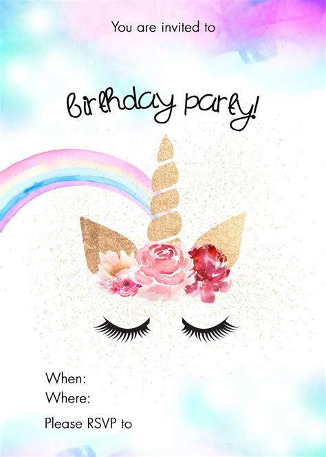 Unicorn Birthday Party Invitation Digital Or Printed On Storenvy Free