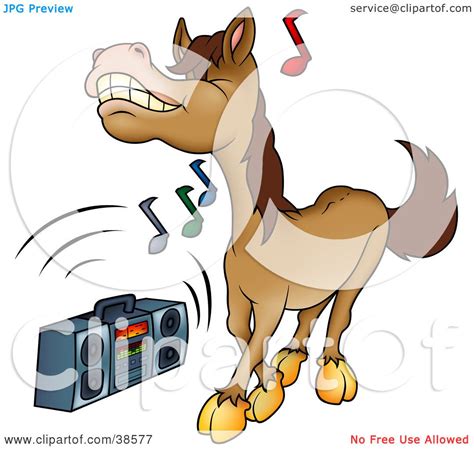 Clipart Illustration Of A Brown Horse Dancing To Music