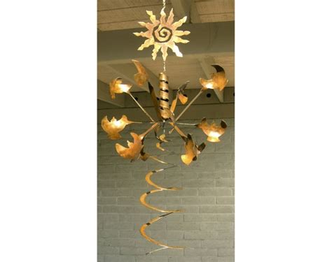 Wind Sculpture Kinetic Hanging Rusted Metal Icarus Birds Sun