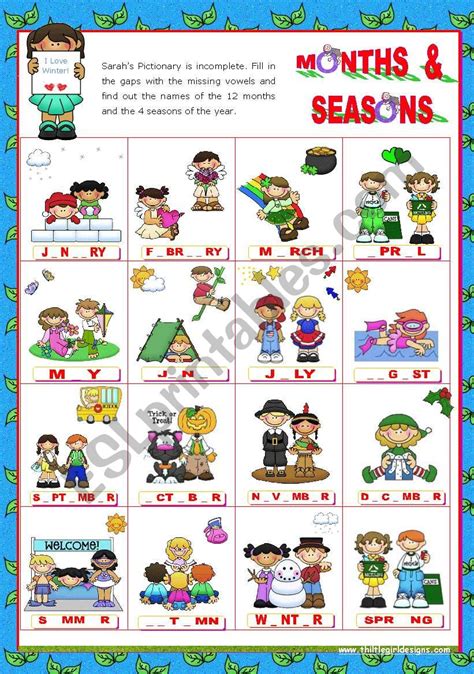 Months Of The Year Set 2 Seasons Completing The Pictionary With