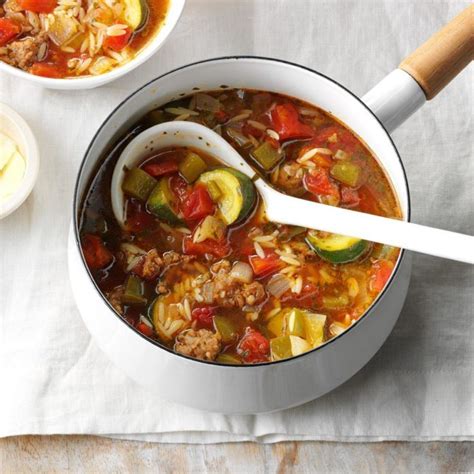 Add the onion and bell pepper to the skillet and cook for 2 minutes until the onion is translucent. Italian Sausage and Zucchini Soup Recipe | Taste of Home